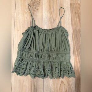 American Eagle Outfitters Green Lace Trim Camisole